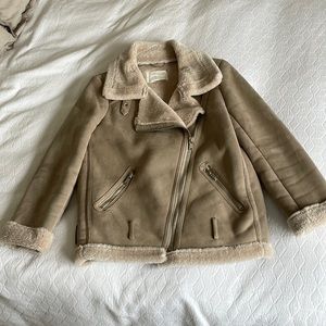 Zara Moto Aviator Jacket Tan
